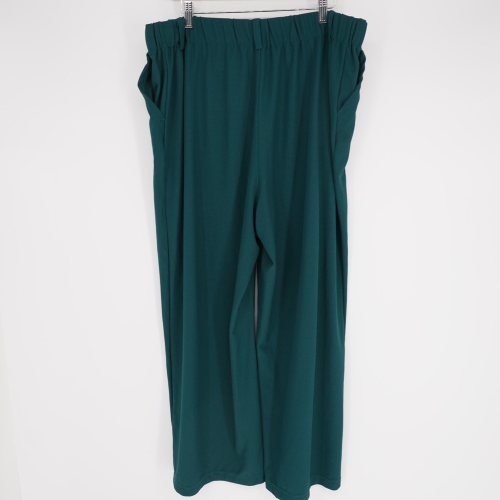 Halara Wide Leg High Waist Work Pants Womens XL Teal Green Waffle Stretch Casual - Picture 2 of 12